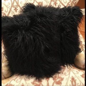Black Fur Decorative Pillows LARGE (2) Like New